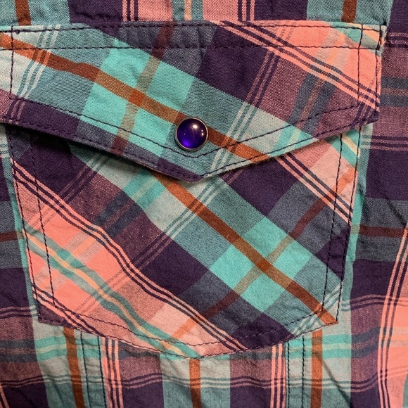 Back in the Saddle Short Sleeve Western Button Down Plaid Size 3X - Picture 3 of 7